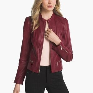 White House Black Market Red Leather Jacket